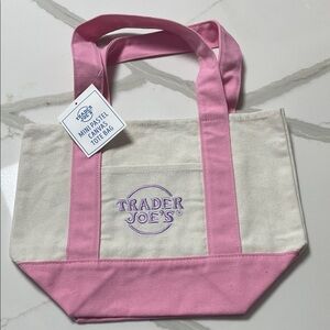 Trader Joe's Pink and Cream Canvas Tote